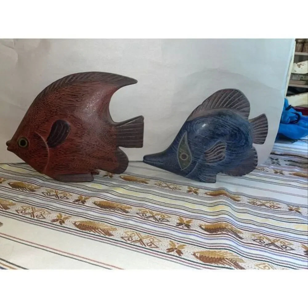 Pair Of Wood Carved Saltwater‎ Fish